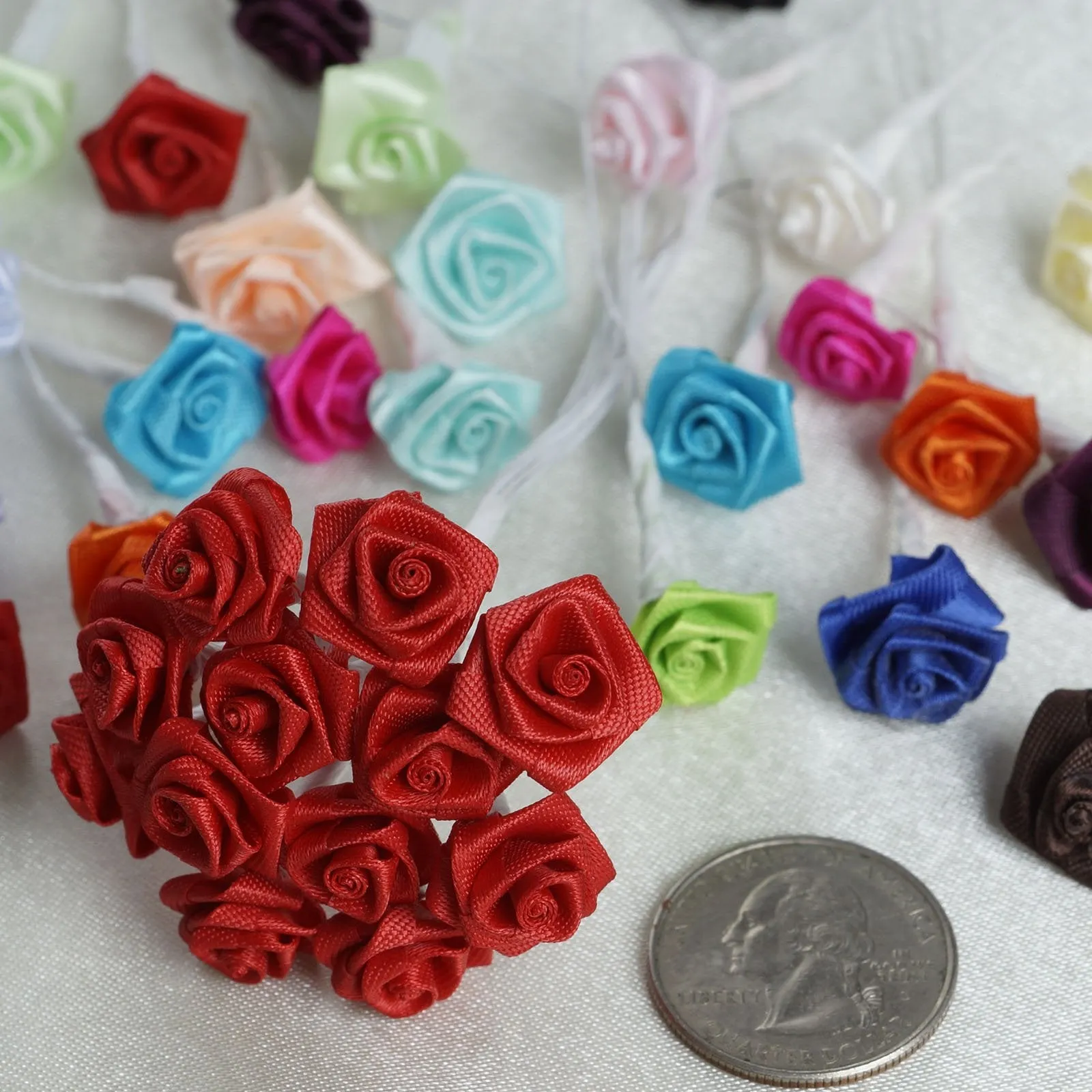 144 Artificial Ivory Satin Rose Bud DIY Craft Flower Applique Brooch