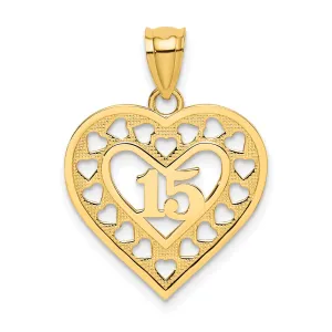 14k Yellow Gold #15 Cut-out Heart Pendant