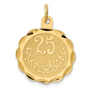 14k Yellow Gold 25th Anniversary Disc Pendant