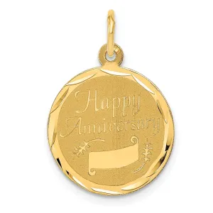 14k Yellow Gold Happy Anniversary Charm Pendant