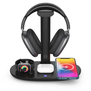 4 in 1 Headphone Stand Wireless Charger with Digital Display