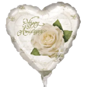 9" Petals/Pearls Anniversary Mylar Balloon