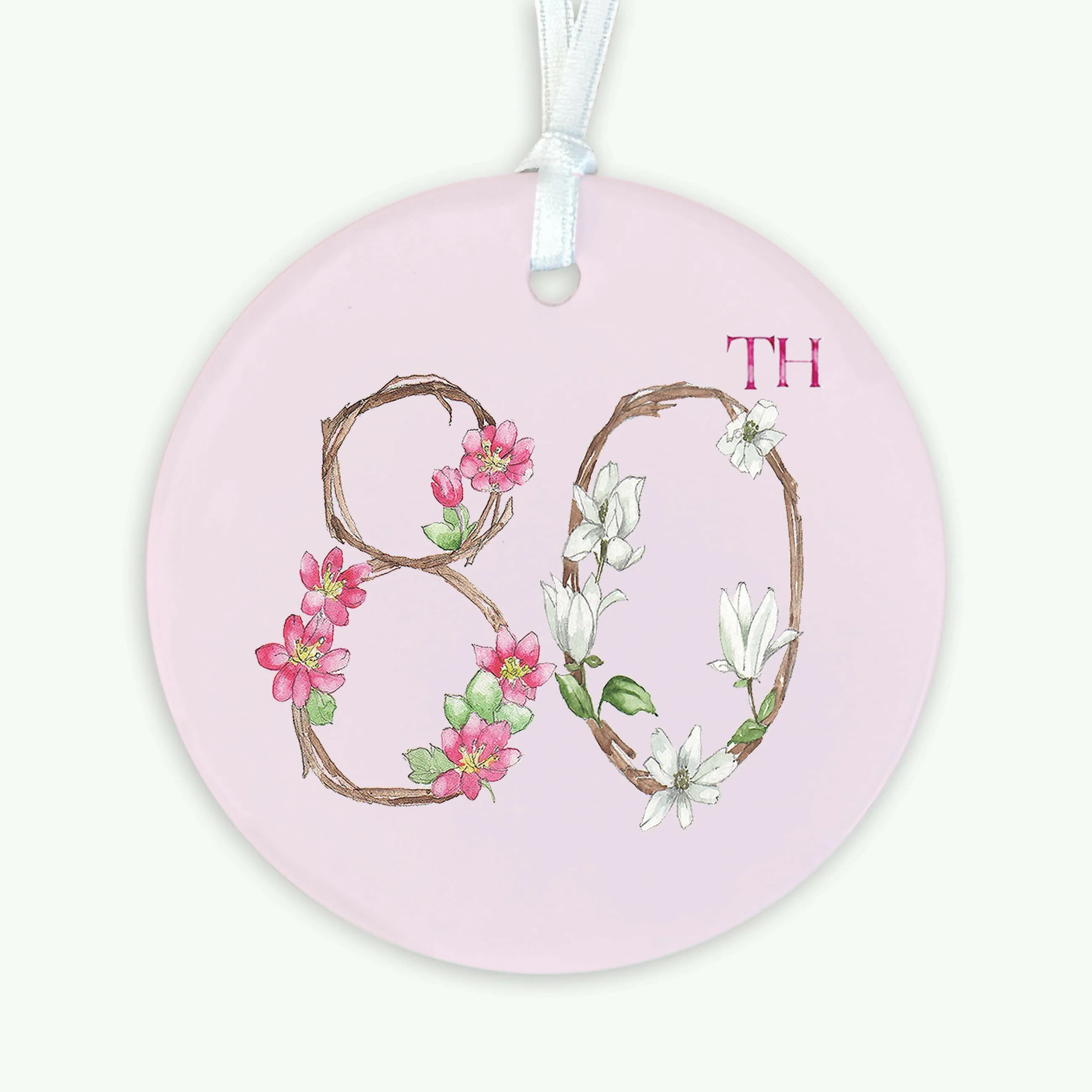 A6 Greeting Card with Ceramic Keepsake - 80th