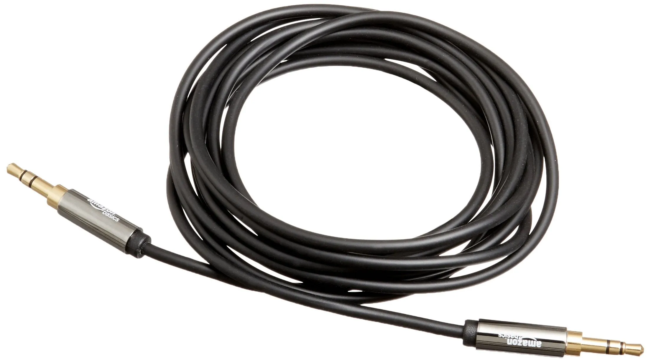 AmazonBasics 3.5 mm Male to Male Stereo Audio Aux Cable, 8 Feet, 10 Pack