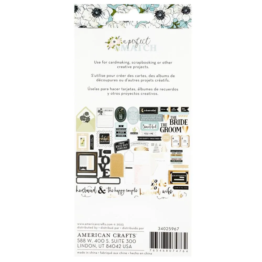 American Crafts A Perfect Match Ephemera Die-Cuts 64/Pkg - Journaling