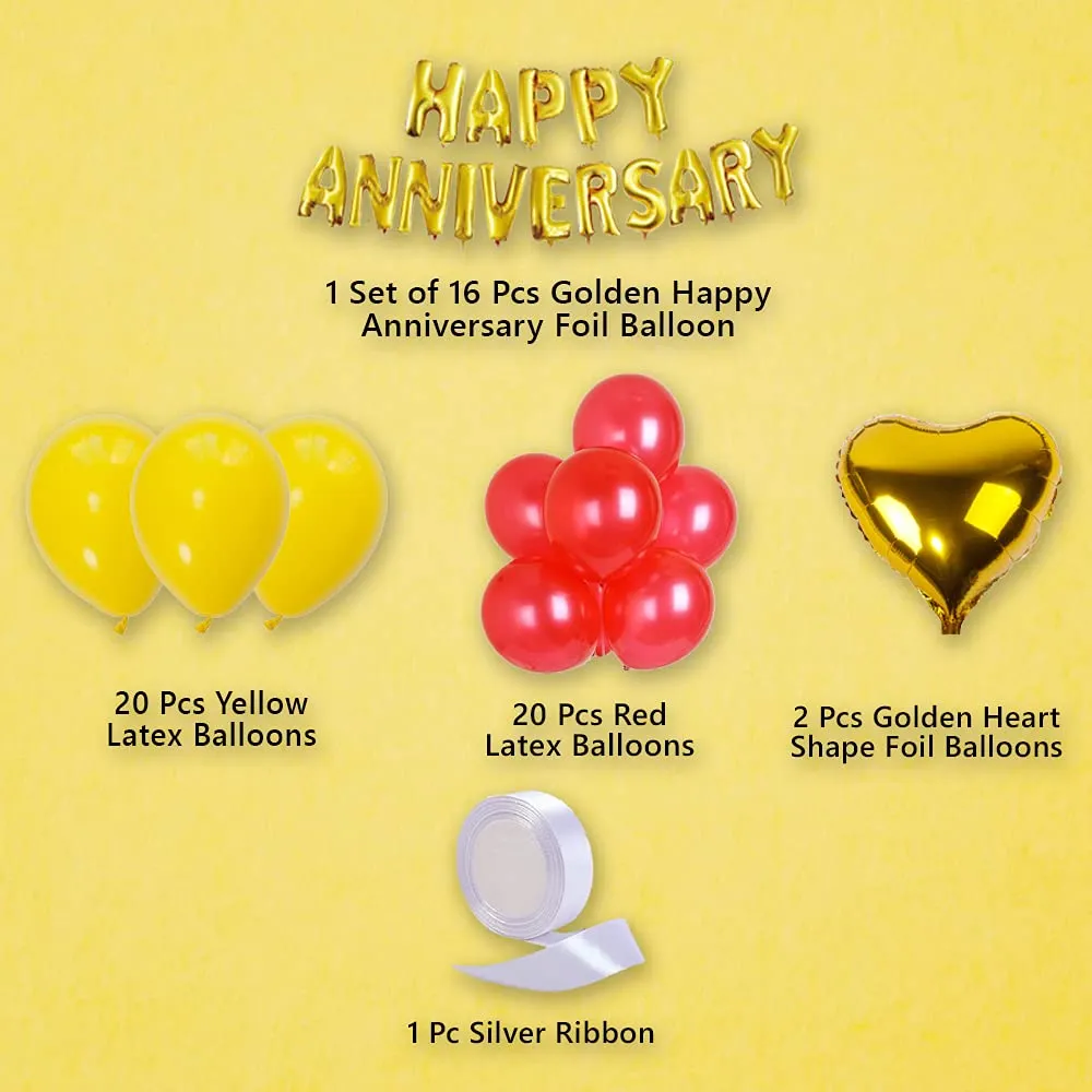 Anniversary Decoration Red & Yellow 59 Pcs - Wedding Anniversary Decorations