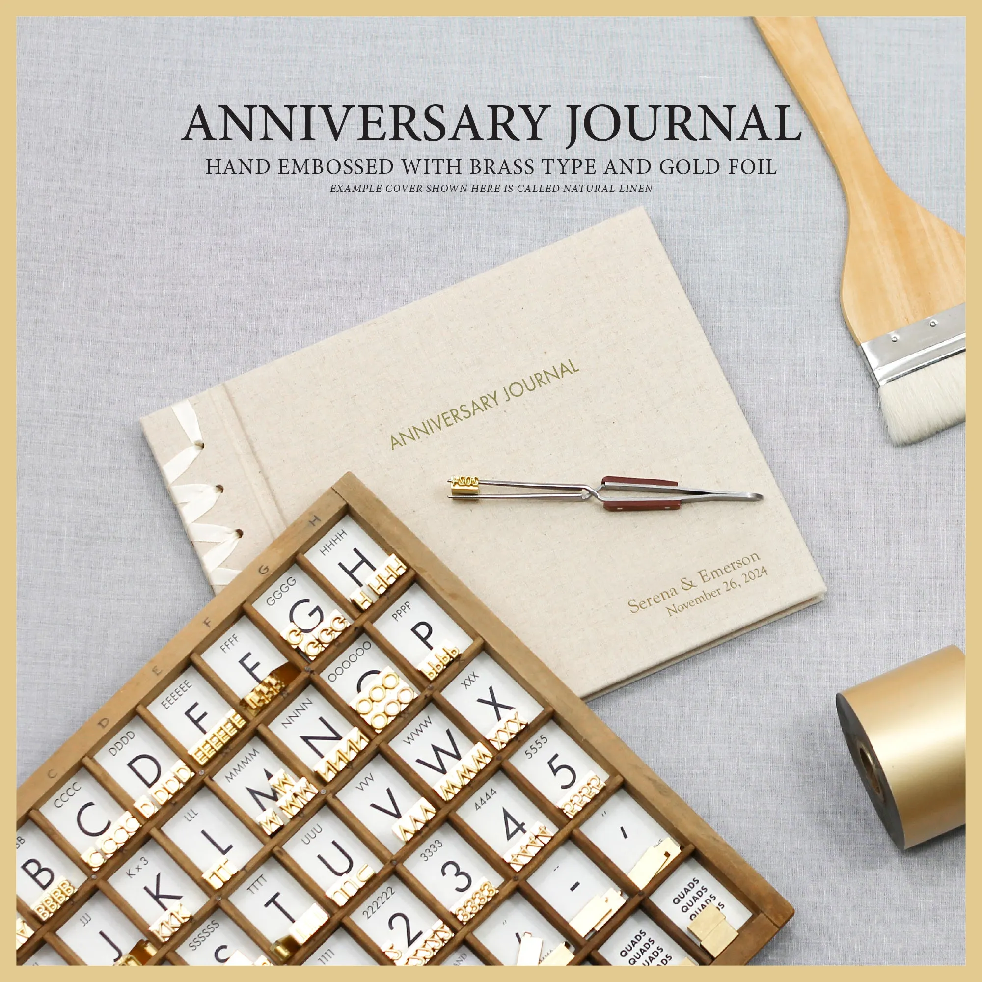 Anniversary Journal | Cover: Light Brown Vegan Leather | Available Personalized