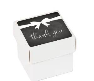 Chalkboard Square Party Favor Boxes, Thank You with Bow