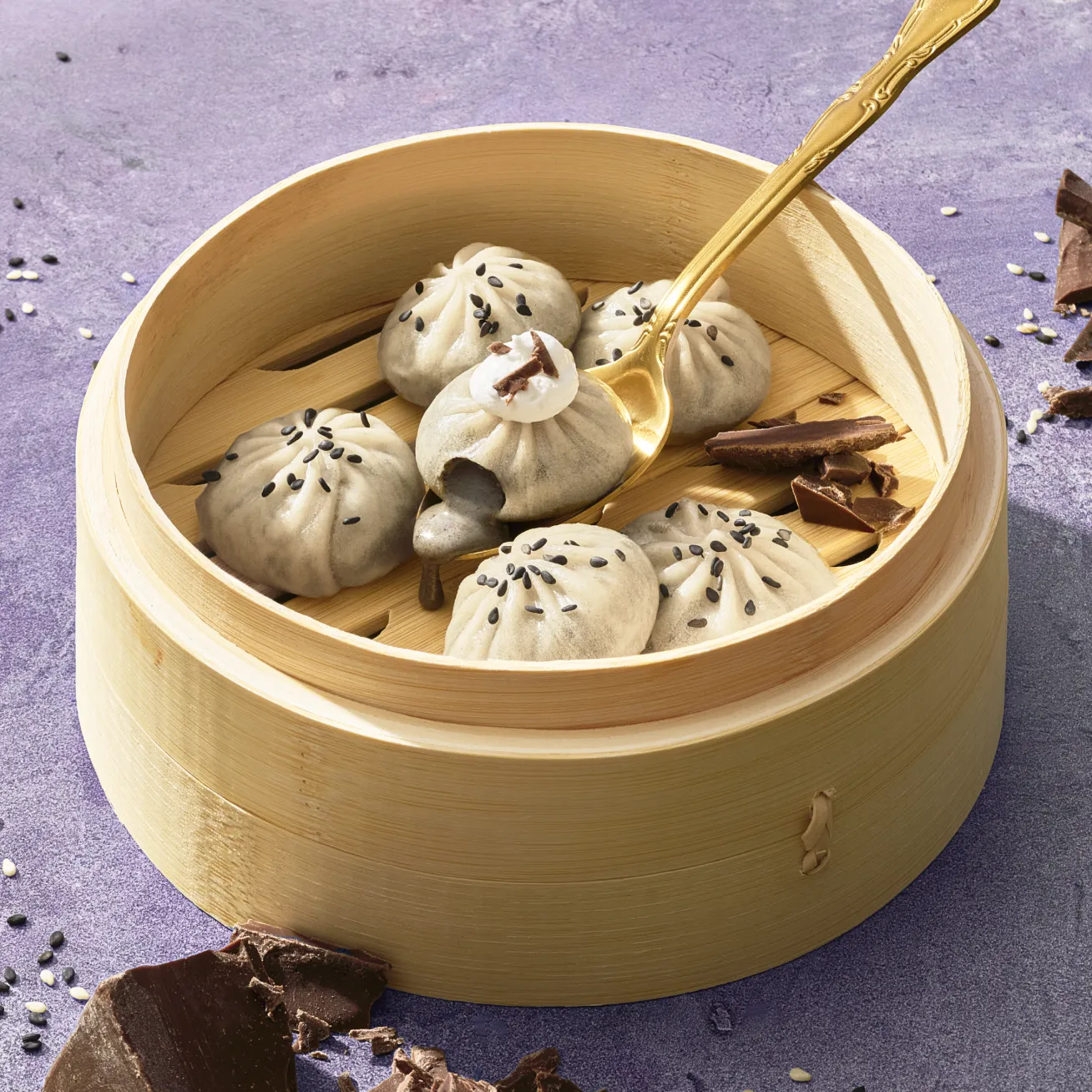 Chocolate Black Sesame Lava Dumplings