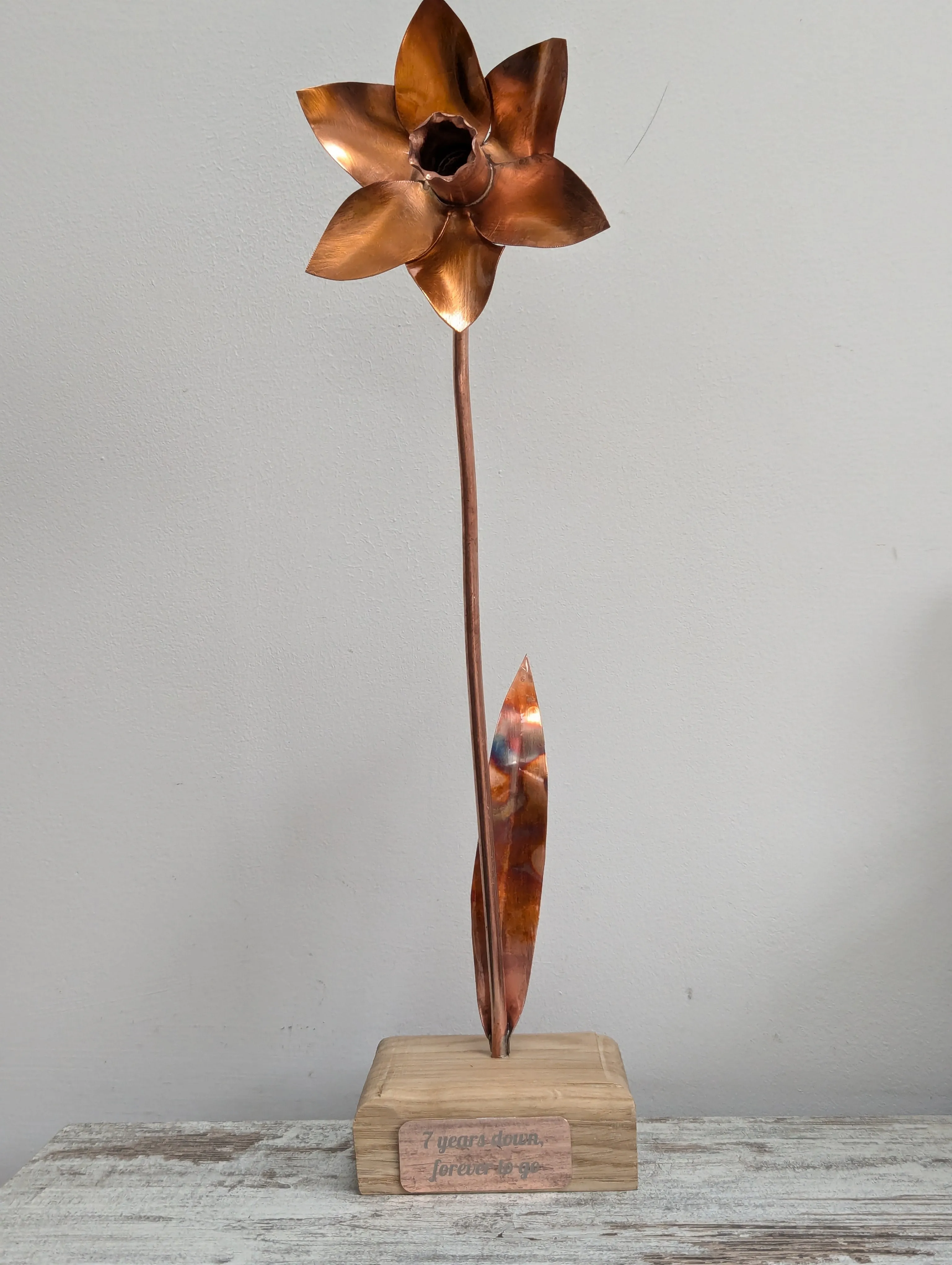 Copper daffodil home decoration gift - Personalised