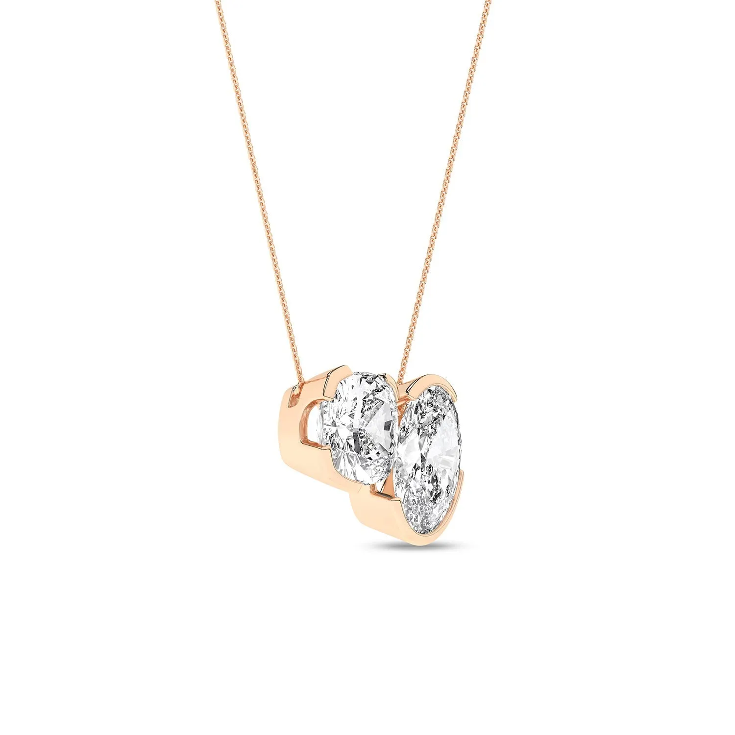 Cushion Oval Diamond Two-Stone Necklace