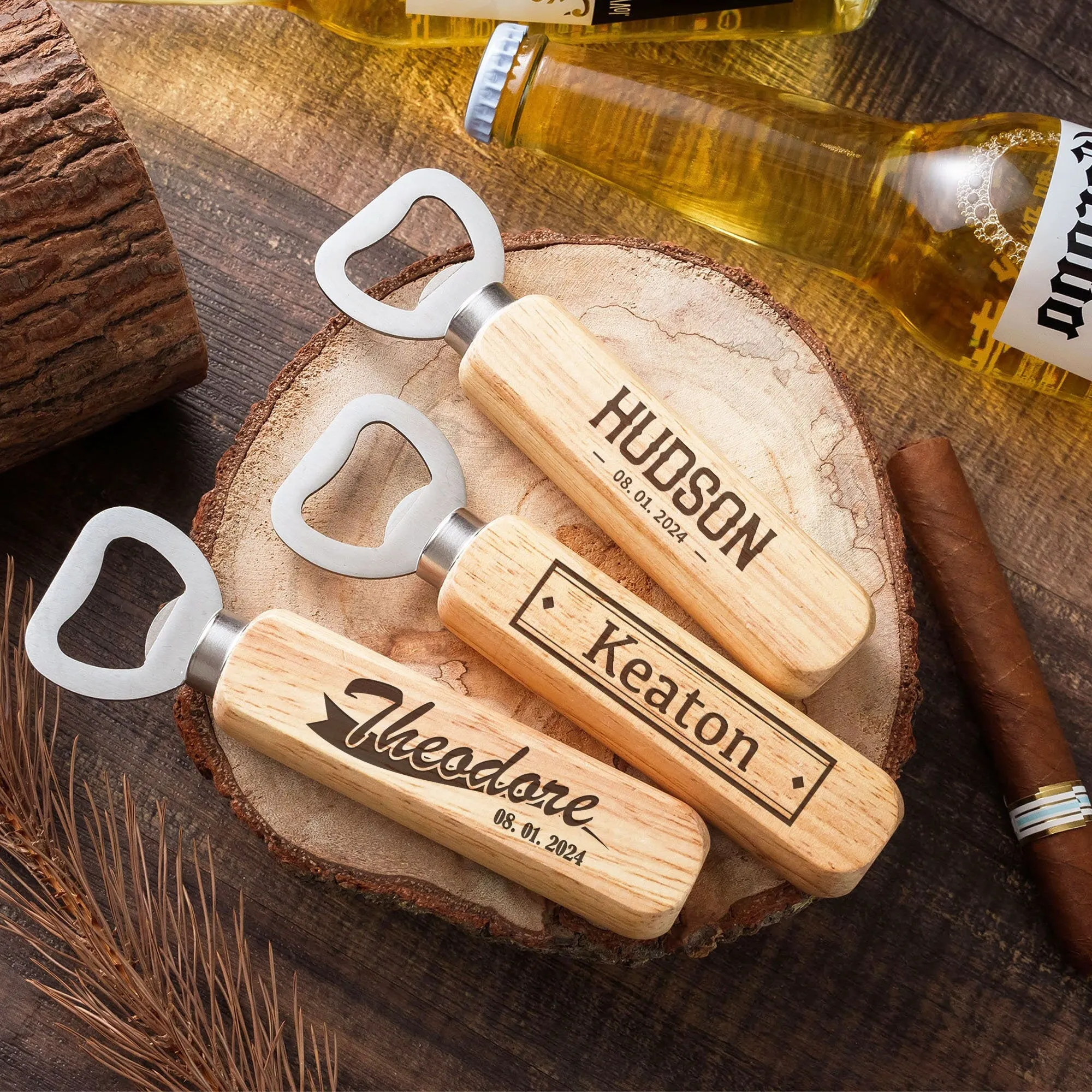 Custom Christmas Gift idea Engraved Groomsmen Gift Wooden Bottle Opener, Personalized Bottle Opener, Wedding Party Gifts, Bottle Opener Gift