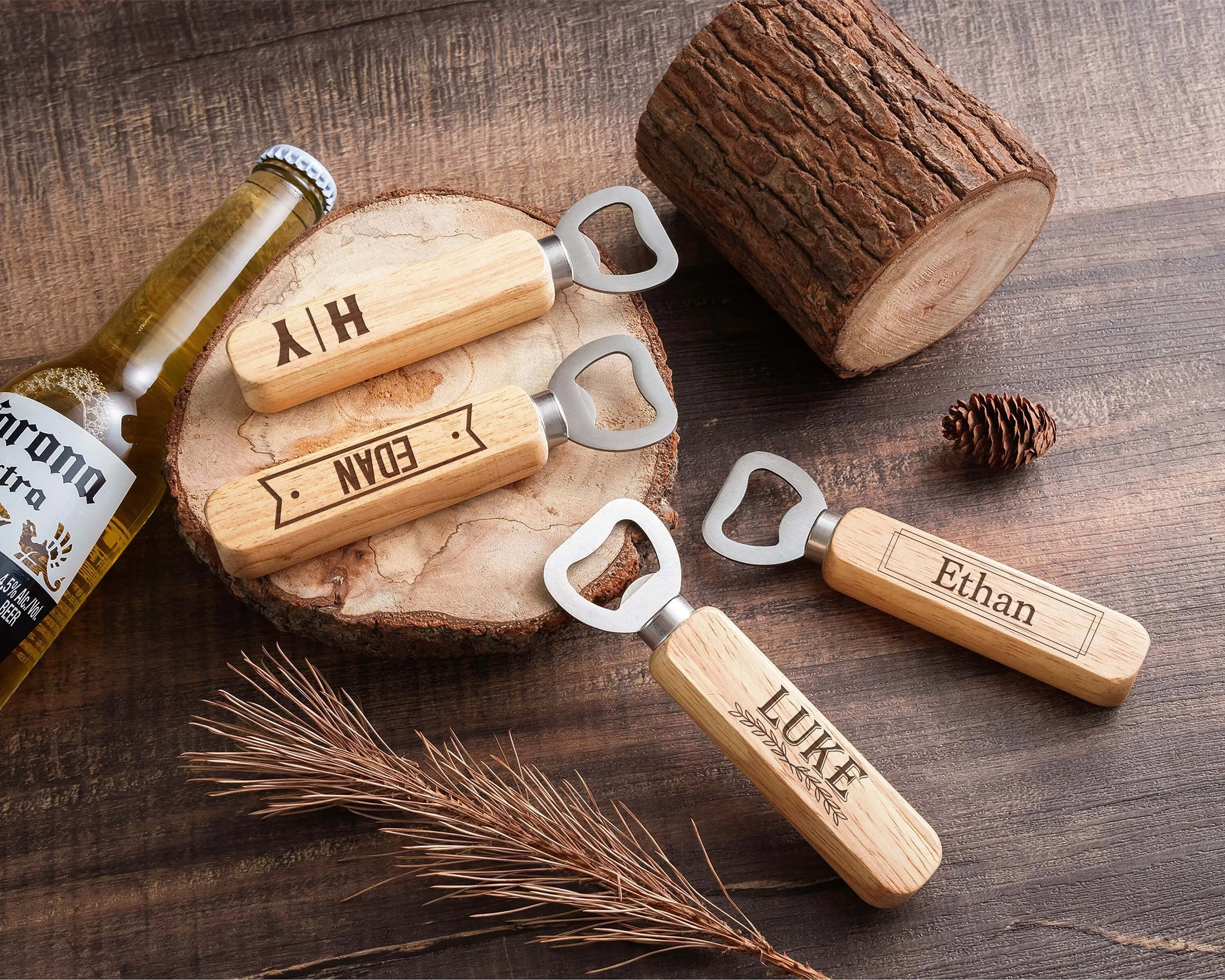 Custom Christmas Gift idea Engraved Groomsmen Gift Wooden Bottle Opener, Personalized Bottle Opener, Wedding Party Gifts, Bottle Opener Gift