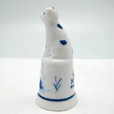 Decorative Thimble Blue and White Dog