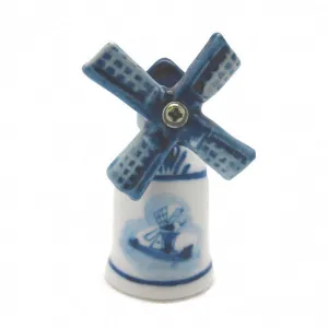 Decorative Thimble Blue and White Windmill