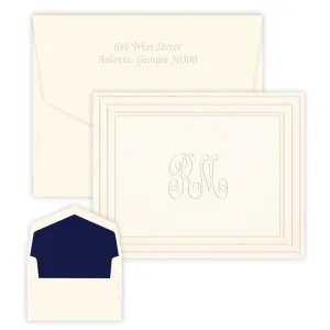 Embossed Bordered Monogram Stationery