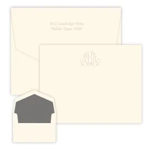 Embossed Modern Monogram Note Cards