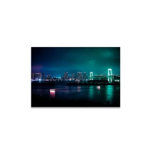 GADGETS WRAP Canvas Gallery Wrap Framed for Home Office Studio Living Room Decoration (14x11inch) - Lighted Bridge At Night