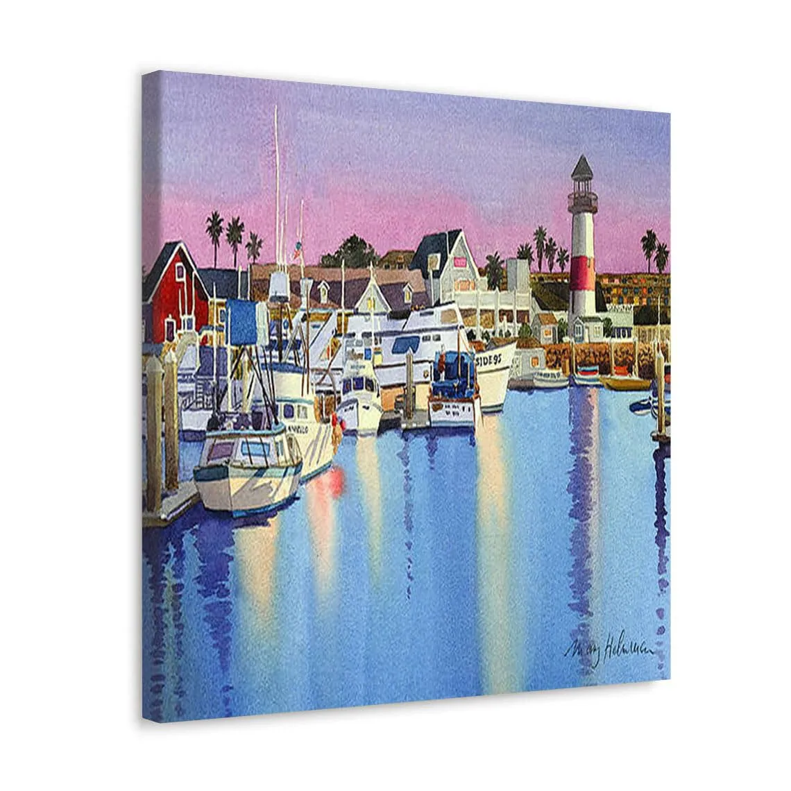 GADGETS WRAP Canvas Gallery Wrap Framed for Home Office Studio Living Room Decoration (17x17inch) - Oceanside Harbor At Dusk