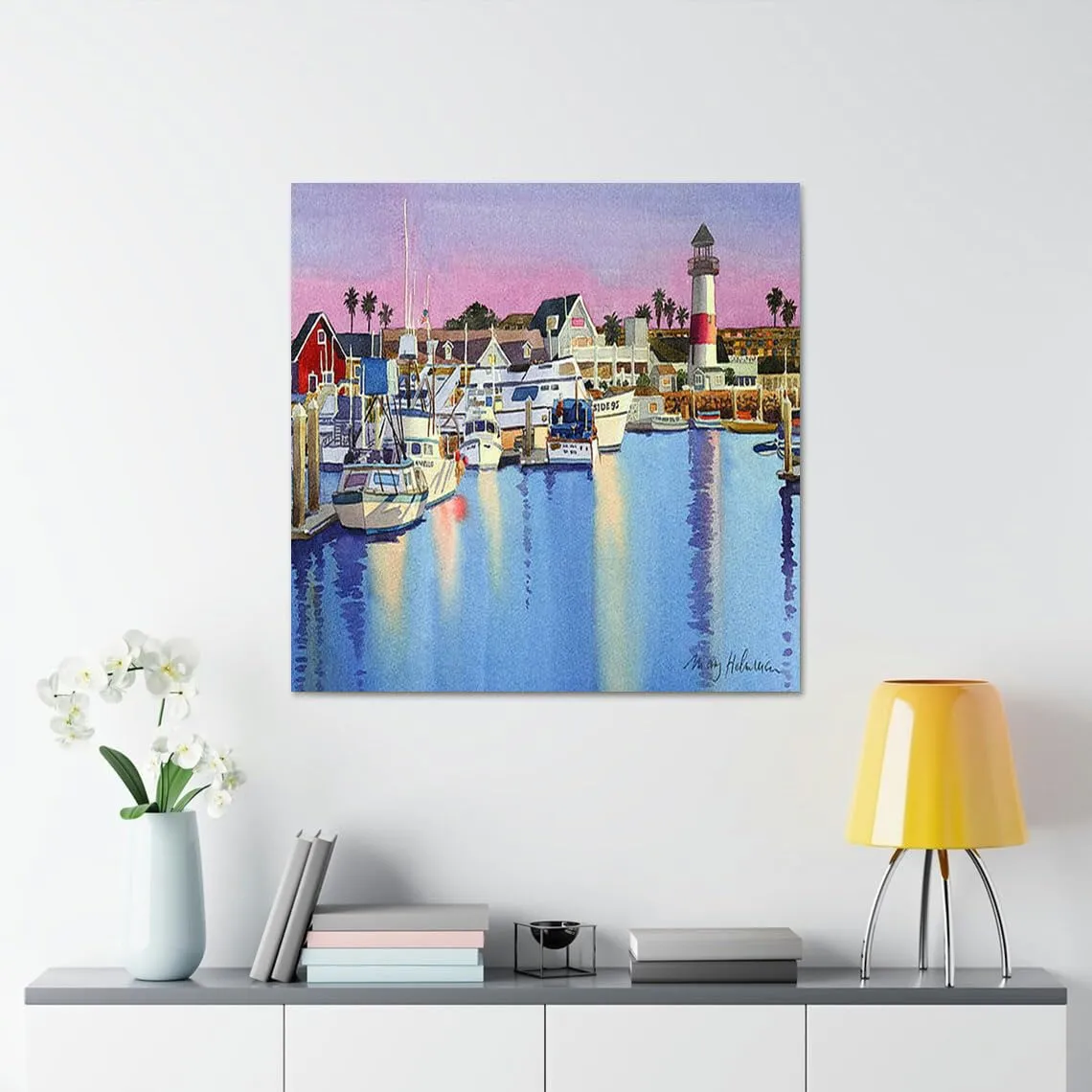 GADGETS WRAP Canvas Gallery Wrap Framed for Home Office Studio Living Room Decoration (17x17inch) - Oceanside Harbor At Dusk