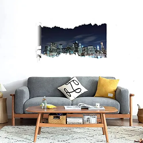 GADGETS WRAP Printed Wall Decal Sticker Scratched Paper Style Wall Decal (90cm x 50cm) - Skyscrapers at Night