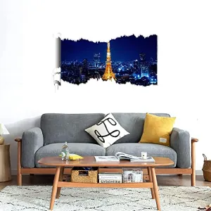 GADGETS WRAP Printed Wall Decal Sticker Scratched Paper Style Wall Decal (90cm x 50cm) - Tokyo Tower at Night