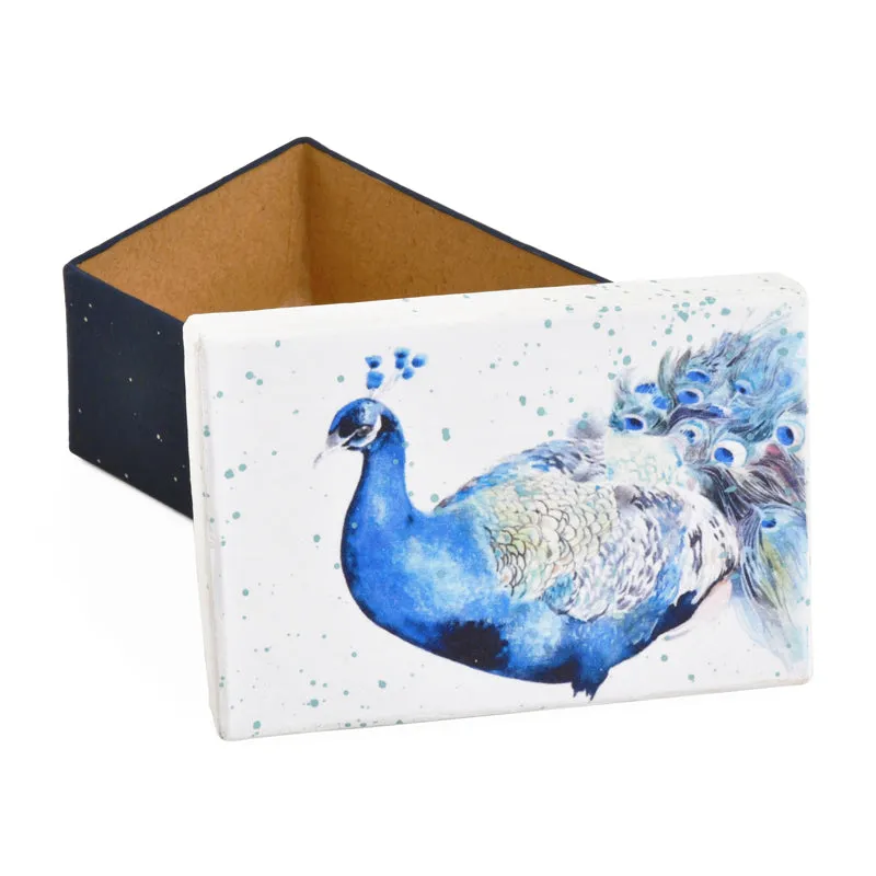 Gift Boxes-Peacock Bird-Paper Mache-Rectangle-X-Small-Quantity 1