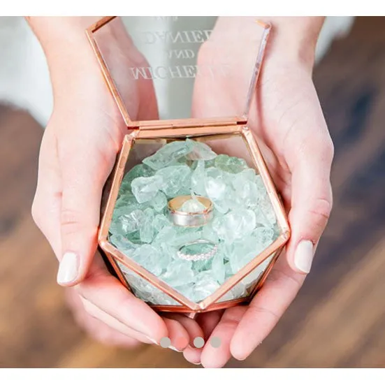 Glass Geometric Copper Wedding Ring Jewelry Box