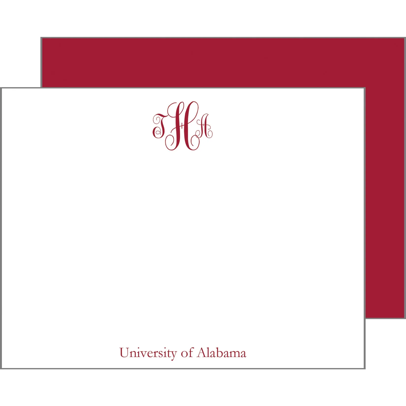 Graduation Script Monogram Personalized Flat Notecards | Select Colors