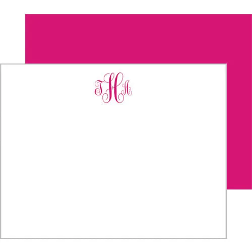 Graduation Script Monogram Personalized Flat Notecards | Select Colors