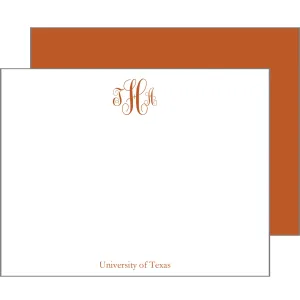 Graduation Script Monogram Personalized Flat Notecards | Select Colors