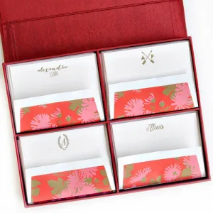 Grand Silk Stationery Box - Red