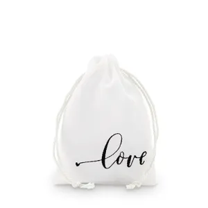 LOVE Print Muslin Drawstring Favor Bag (Pack of 12)