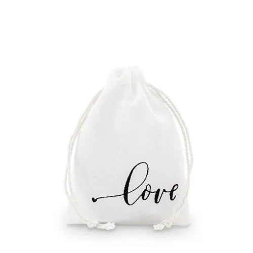 LOVE Print Muslin Drawstring Favor Bag (Pack of 12)