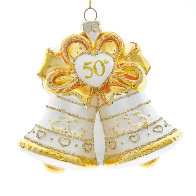 Noble Gems™ Glass "50th Anniversary" Golld Bell Ornament