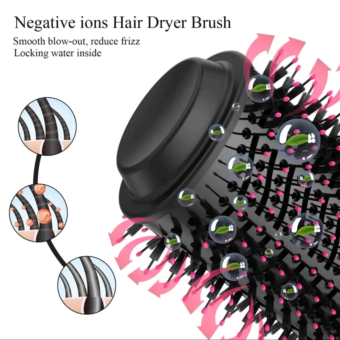 One Step Hair Dryer, Styler and Volumizer Hot Air Brush for Drying, Straightening, and Curling - Blow Dryer Brush, Professional Hot Air Brush with Negative Ion