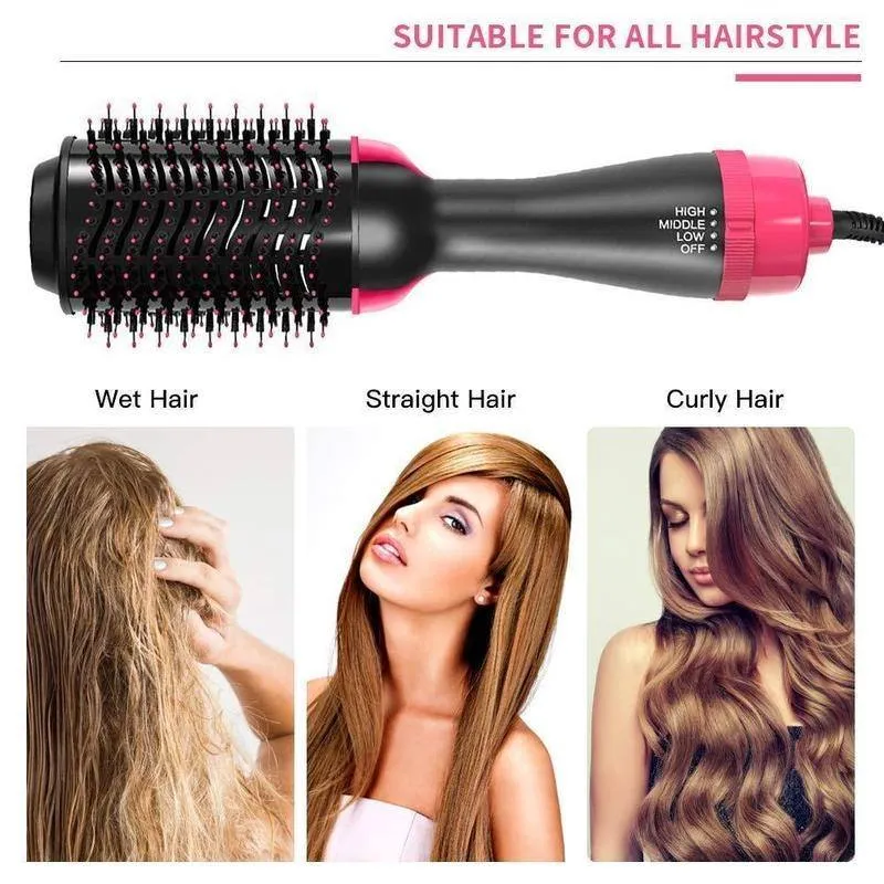 One Step Hair Dryer, Styler and Volumizer Hot Air Brush for Drying, Straightening, and Curling - Blow Dryer Brush, Professional Hot Air Brush with Negative Ion