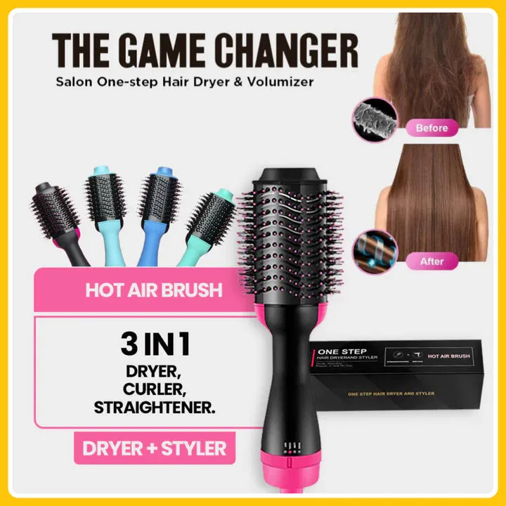 One Step Hair Dryer, Styler and Volumizer Hot Air Brush for Drying, Straightening, and Curling - Blow Dryer Brush, Professional Hot Air Brush with Negative Ion