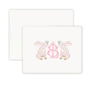 Personalized Herend Bunny Fold Over Note Card