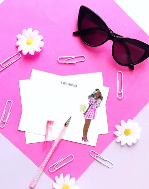 Pink Gingham Fashionista Personalized Stationery Set