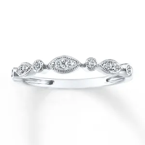 Pre-Owned Jared 1/10 ct Round-cut Diamond Anniversary Band in 10K White Gold