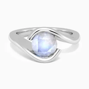 Round Cut Bezel Set Moonstone Promise Ring