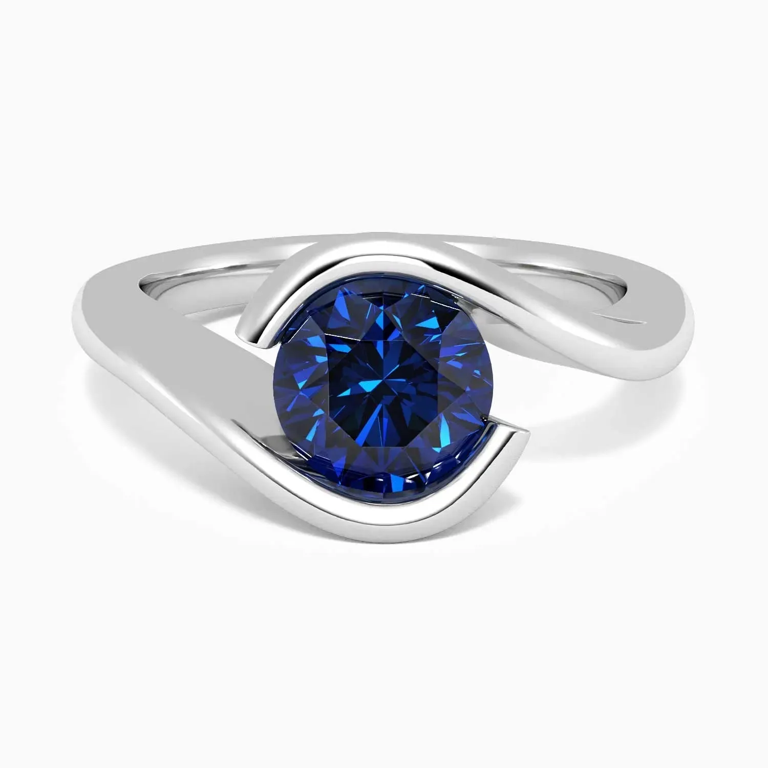 Semi Bezel Set Sapphire Ring in 925 Silver - Irosk®