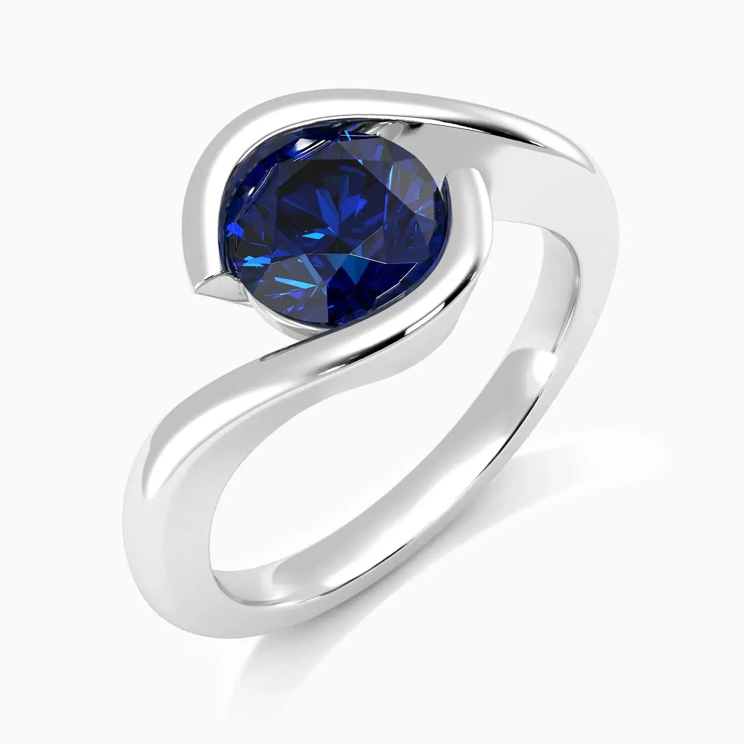 Semi Bezel Set Sapphire Ring in 925 Silver - Irosk®