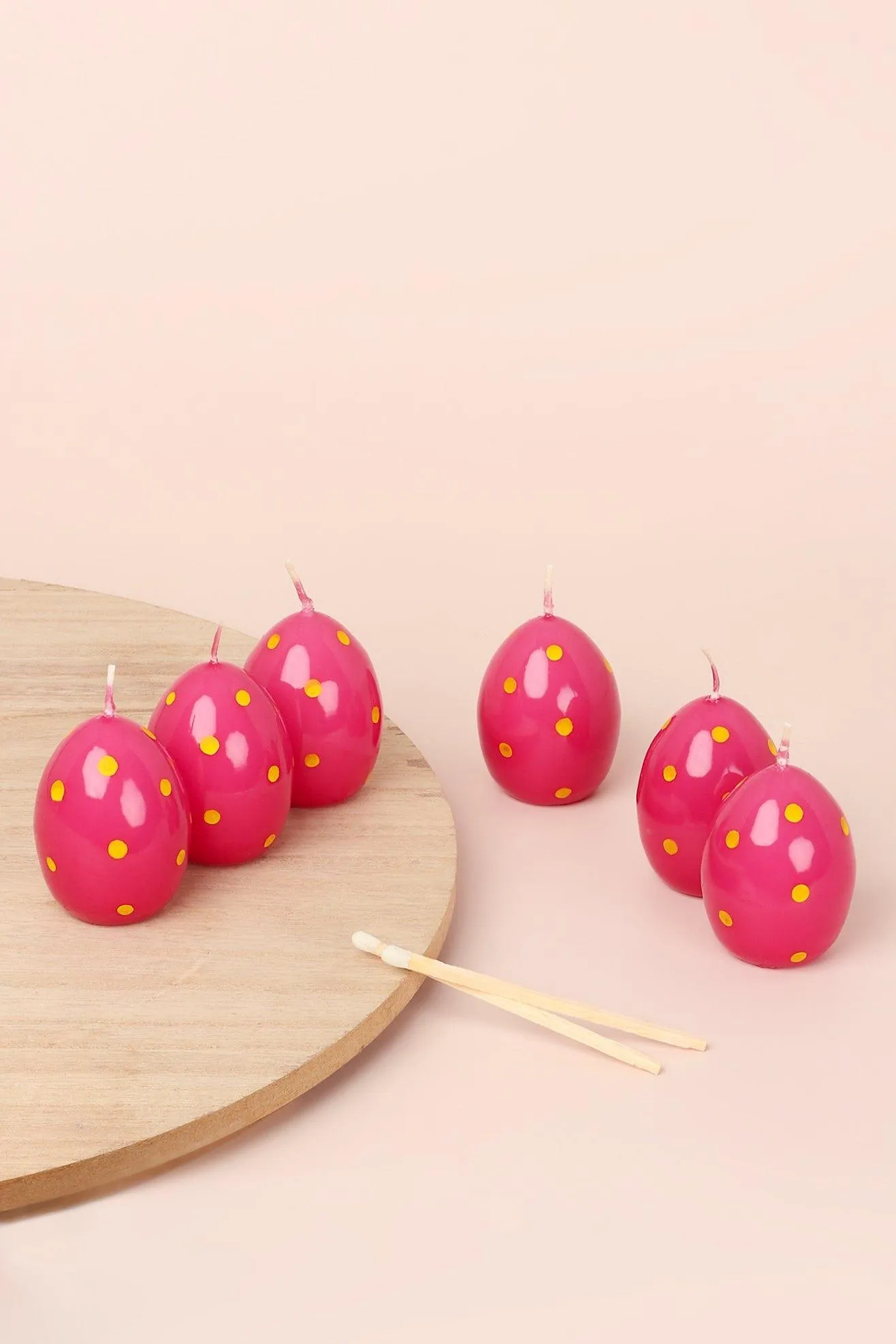 Set of 6 Easter Egg Candles - Pink