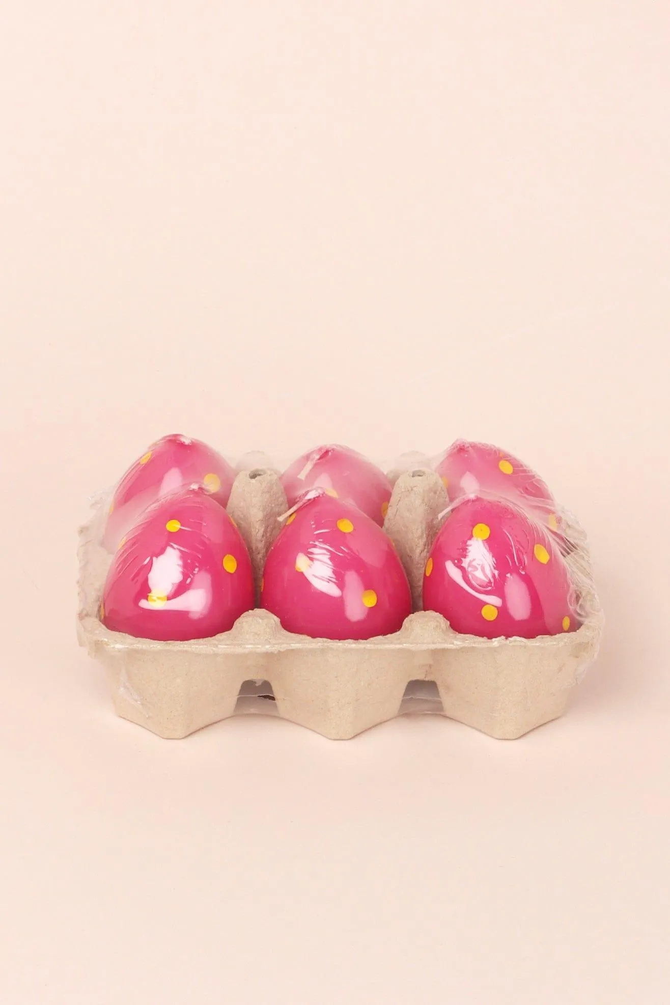 Set of 6 Easter Egg Candles - Pink