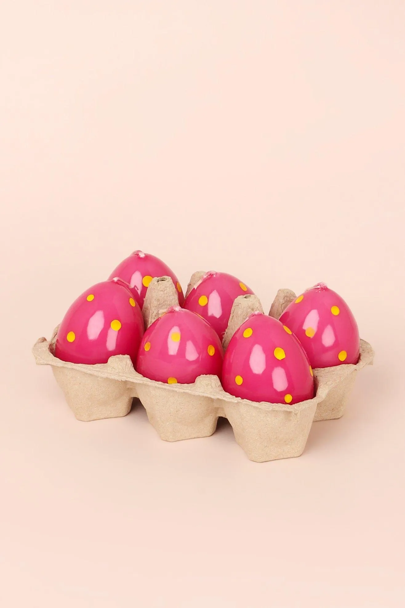 Set of 6 Easter Egg Candles - Pink