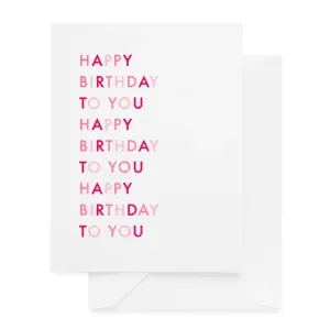 SUGAR PAPER | Pink Happy Birthday To You Card