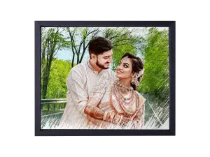 Vsk Personalized Digital Color Sketch Photo Frame Gift for Couple | Women| Husband| Wife| Brother| Sister| (8x12 Black)