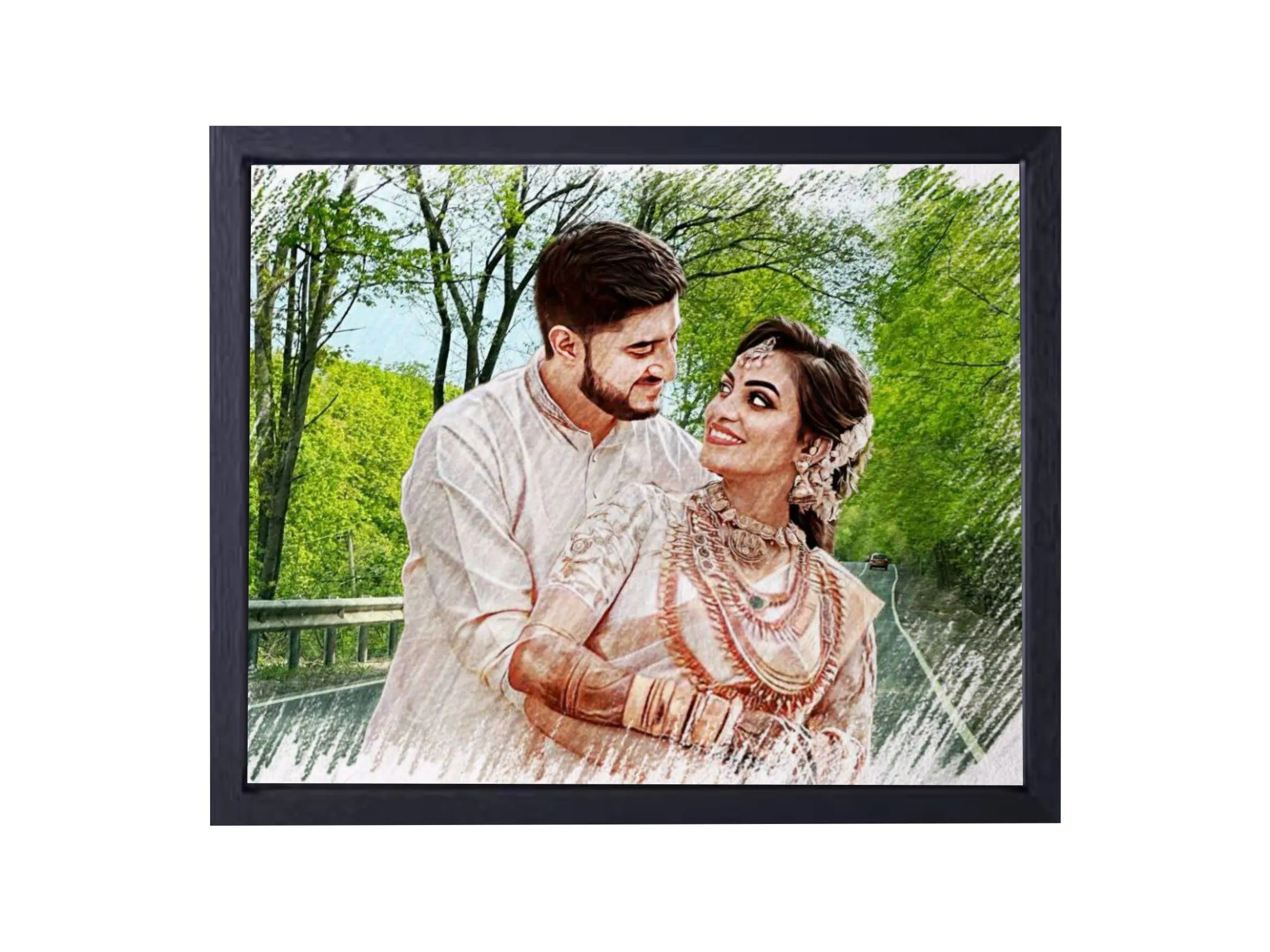 Vsk Personalized Digital Color Sketch Photo Frame Gift for Couple | Women| Husband| Wife| Brother| Sister| (8x12 Black)